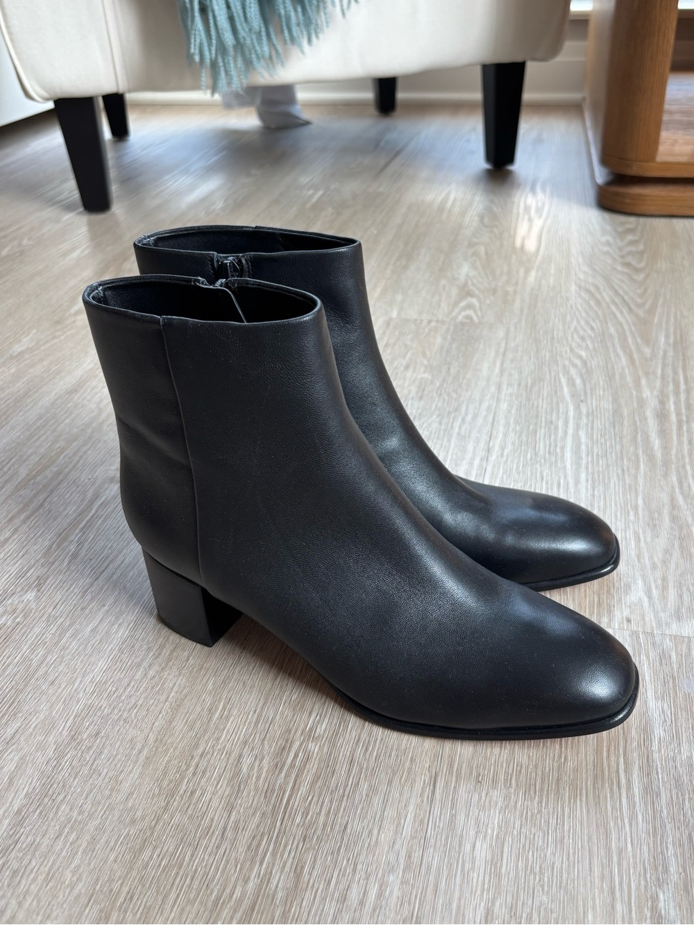 Vince Women's Arabel Square Toe Leather Ankle Boots in Black